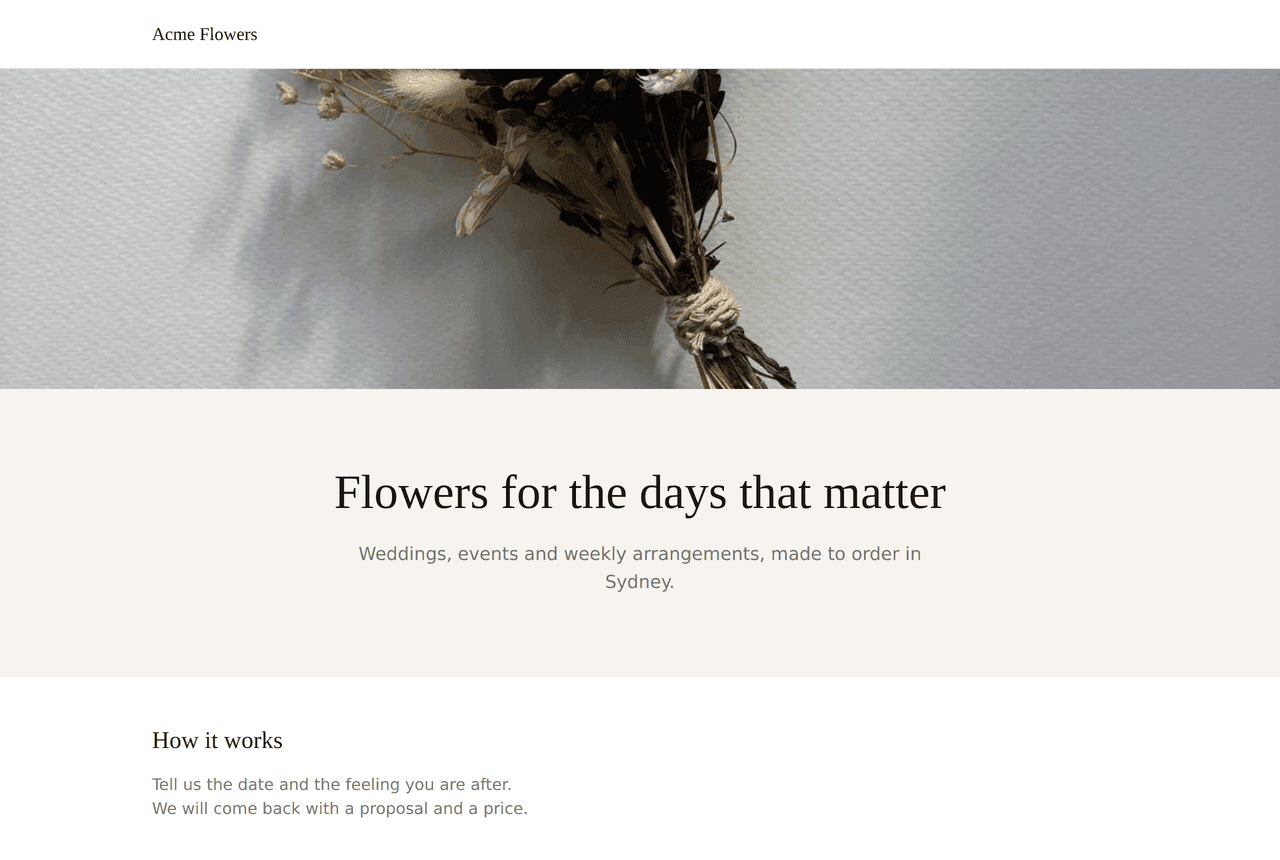 A Workbench-built business website on its own domain